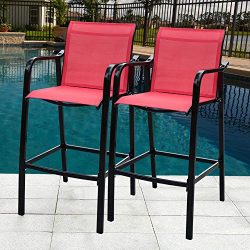 Sundale Outdoor Counter Height Bar Stool All Weather Patio Furniture with Quick-dry Textilene Fa ...