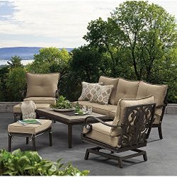 MM Deep Seating Conversation Set 6 Piece Aluminum Frames Sunbrella Fabric Tile Tabletop Outdoor  ...