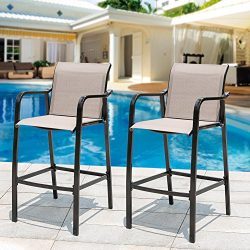 Sundale Outdoor Counter Height Bar Stool All Weather Patio Furniture with Quick-dry Textilene Fa ...