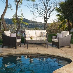 Caspian 4 piece Outdoor Wicker Furniture Patio Chat Set