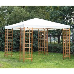 Outsunny 10′ x 10′ Outdoor Gazebo Sun Shade Shelter with Wooden Lattice – Crea ...