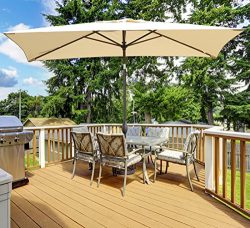 Abba Patio Rectangular Patio Umbrella Outdoor Market Table Umbrella with Push Button Tilt and Cr ...