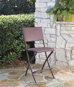 COSCO Outdoor Living Transitional 2 Pack Delray Steel Woven Wicker High Top Folding Patio Bistro ...