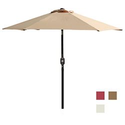 Blissun 7.5 ft Outdoor Market Patio Umbrella with Push Button Tilt and Crank (Tan)