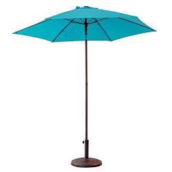 FLAME&SHADE 7’5 Outdoor Patio Market Umbrella with Push Button Tilt, Aqua Blue