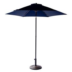 FLAME&SHADE 7 foot 5 inch Outdoor Patio Market Umbrella with Push Button Tilt, Navy Blue