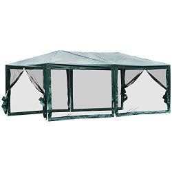 Outsunny 10′ x 20′ Gazebo Canopy Cover Tent with Removable Mesh Side Walls – G ...