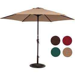 Sundale Outdoor 10FT Steel Patio Umbrella Table Market Umbrella with Crank Lift for Garden, Deck ...