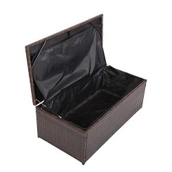 Peach Treeresin Resin Wicker Deck Box Outdoor Patio Furniture Brightwood PE Rattan Deck Box，Sto ...