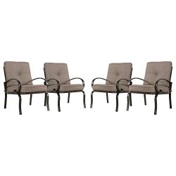 Cloud Mountain Set of 4 Club Chairs Outdoor Patio Wrought Iron Dining Chairs Garden Furniture Se ...