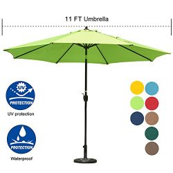 Sundale Outdoor 11 ft Aluminum Patio Umbrella Table Market Umbrella with Crank and Push Button T ...