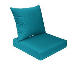 Bossima Sunbrella Indoor/Outdoor Spectrum Peacock/Teal Blue Deep Seat Chair Cushion Set,Spring/S ...