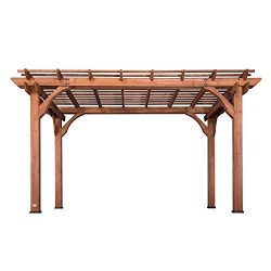 Backyard Discovery 1802513 Wooden Cedar Pergola, 10′ x 14′, Red Cedar Stained