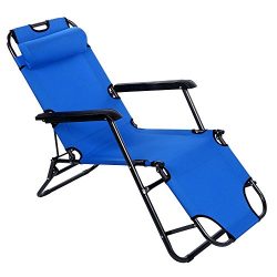 Lovinland Portable Chaise Lounge Folding Reclining Chair Bed Indoor Outdoor Recliner for Camping ...