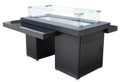 AZ Patio Two-Tier Fire Table with Glass Top, Large, Black