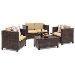 Best Choice Products 4-Piece Wicker Sofa Set w/Cushions (Brown)