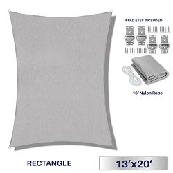 Windscreen4less 13′ x 20′ Rectangle Sun Shade Sail – Solid Light Grey Durable  ...