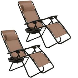 Goplus Zero Gravity Chairs, Lounge Patio, Folding Recliner, Outdoor Yard Beach with Cup Holder,  ...