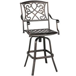 Yaheetech Outdoor Cast Aluminum Patio Chair 360 Degree Swivel Bar stool Patio Furniture Antique  ...