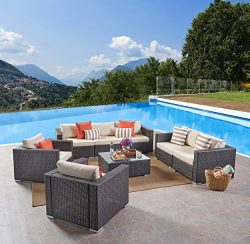 Great Deal Furniture Samuel Outdoor 8-Piece Wicker/Aluminum Sofa Chat Set with Cushions | Multib ...