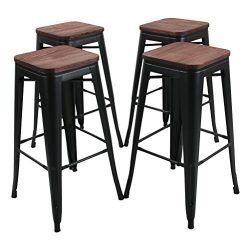 Tongli Metal Barstools Set Industrial Counter Height Stools(Pack of 4) Patio Dining Chair Black  ...