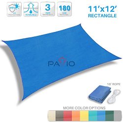 Patio Paradise 11′ x 12′ Blue Sun Shade Sail Rectangle Canopy – Permeable UV B ...