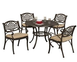 Hillsdale outdoor Esterton 5Piece Round Dining Set, Black with Gold Highlights