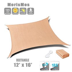 MorisMos Beige Sun Shade Sail Rectangle Canopy Patio Lawn Awning UV Block Fabric Durable Shelter ...