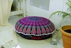 Popular Handicrafts Large Hippie Mandala Floor Pillow-Cushion-Pouf Cover Round Bohemian Yoga Dec ...