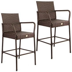 Barton Outdoor Patio Rattan Barstools, Set of 2