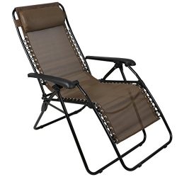 PORTAL Zero Gravity Chair Patio Lawn Reclining Lounge Chair, Brown