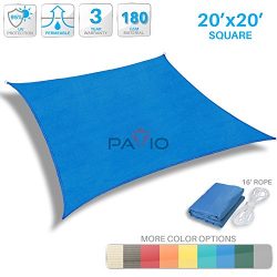 Patio Paradise 20′ x 20′ Blue Sun Shade Sail Square Canopy – Permeable UV Bloc ...