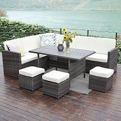 Wisteria Lane Patio Sectional Furniture Set,10PCS Outdoor Conversation Sofa All-Weather Wicker D ...