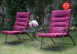 Kozyard Elsa 3 Pieces Outdoor Patio Furniture Padded Folding Sets for Yard, Patio, Deck or Backy ...