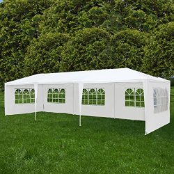 Uenjoy 10’x30′ Canopy Party Wedding Tent Event Tent Outdoor Gazebo White 5 Sidewalls