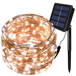 Solar String Lights – Solarmks Outdoor String Lights 150 LED Fairy Lights Waterproof White ...