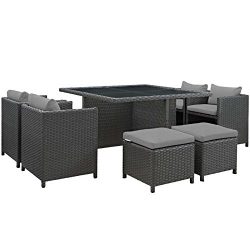 Modway EEI-1946-CHC-GRY-SET Set, Dining For Nine, Gray