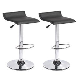 Mecor Leather barstools Adjustable Swivel Bar Chairs,Set of 2,Black