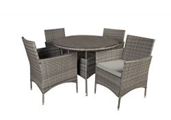 Outdoor Patio Table and Chairs Dining furniture Set (Grey)