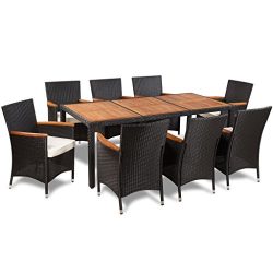 vidaXL Patio Rattan Wicker Outdoor Dining Set Garden Furniture Table Chair Black