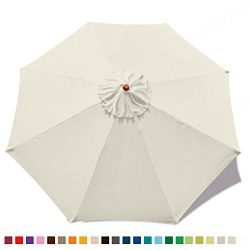 ABCCANOPY 23+ colors 9ft Market Umbrella Replacement Canopy 8 Ribs (Creamy-White)