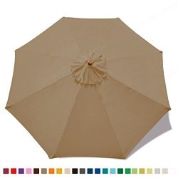 ABCCANOPY 23+ colors 9ft Market Umbrella Replacement Canopy 8 Ribs (Khaki)