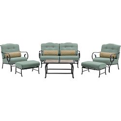 Oceana 6-Piece Patio Set in Ocean Blue with a Tile-top Coffee Table