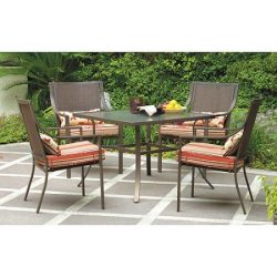 Mainstays* 5-Piece Patio Dining Set, Seats 4 in Red Stripe with Butterflies