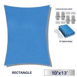 Windscreen4less 10′ x 13′ Rectangle Sun Shade Sail – Solid Blue Durable UV She ...