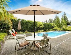 SUNBRANO 9 Feet Patio Umbrella Outdoor Aluminum Market Table Umbrella with Push Button Tilt and  ...