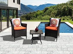 PATIOROMA Patio Furniture Set, Weather Resistant Outdoor Conversation Sets, Rattan Furniture Cus ...