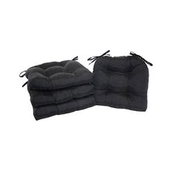 unbrand Set of 4 Chair Cushion Seat Pad Patio Outdoor Garden Dining Furniture with Ties (Black)