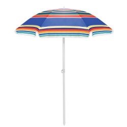 PICNIC TIME Outdoor Sunshade Umbrella, Multi-Color Stripe