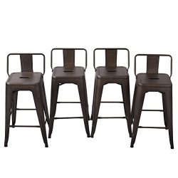 Tongli Metal Barstools Set Industrial Counter Stool (Pack of 4) Patio Dining Chair Bronze Low Ba ...